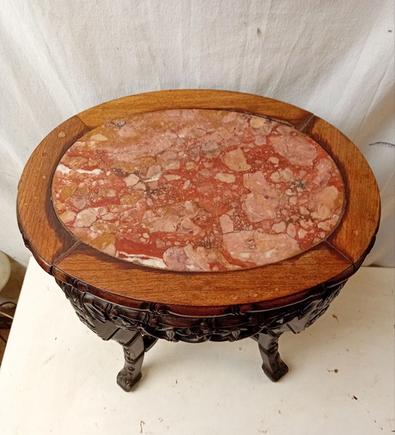Antique Chinese Plant Stand – Plant table, Marble, Wood (photo 5 of 13)