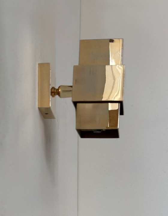 Image 1 of Coppia di applique vintage, ottone, Francia, 1970