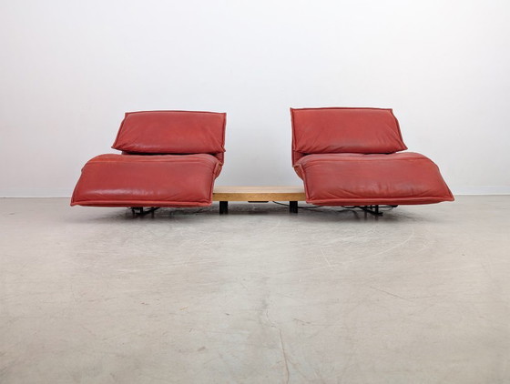 Image 1 of Original Koinor Free Motion 2 Edit Sofa Couch Eiche Leder rot
