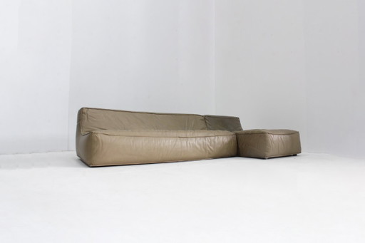 Vintage modulaire sofa groen leer van Verzelloni, Italië, jaren 90