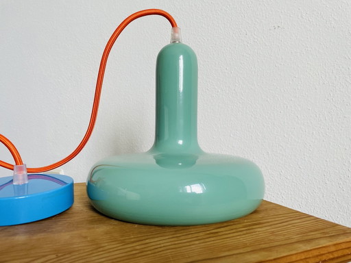 Bauhaus style green metal pendant light