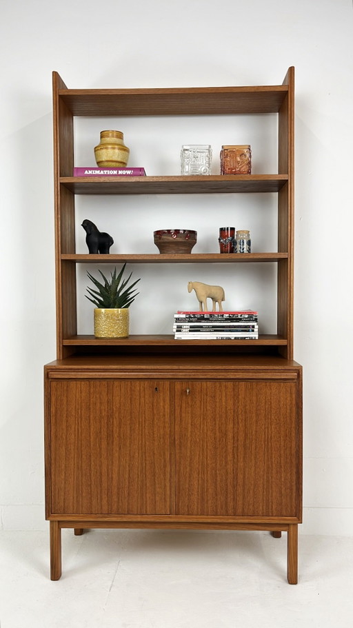 Libreria svedese vintage in impiallacciatura di teak