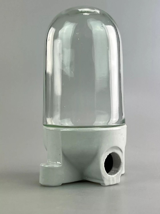 Image 1 of 50s 60s lamp wandlamp kelderlamp keramiek glas Bauhaus design