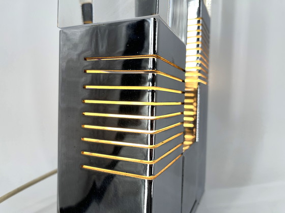 Image 1 of Vintage chrome and plexi table lamp attr. to Gaetano Missaglia, 1970s