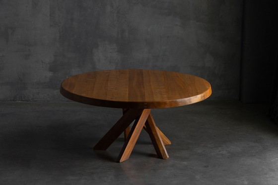 Image 1 of 'T21' Elm Dining Table by Pierre Chapo, France, 1973