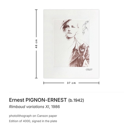 Ernest Pignon-Ernest Lithographie Rimbaud-Variationen XI 1986 – Lithographien & Drucke, Paper (photo 3 of 5)