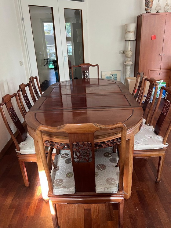 Set da pranzo cinese in palissandro 4-8 persone, Legno, Tessile, Marrone, Aziatisch (foto 5 di 5)