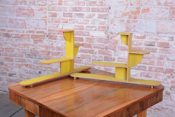 Paar originele Art Deco Plantentafels, Gelakt Hout, Tsjechisch, jaren 30 – Wood (photo 5 of 15)