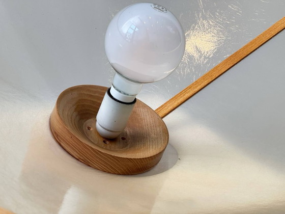 Image 1 of Lampada da soffitto in fibra di vetro e legno di Giovanni Offredi per MC Selvini, Italia, anni '70