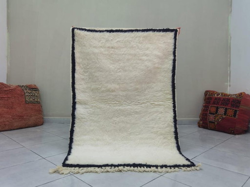Tapis marocain blanc artisanal 250cmx150cm 