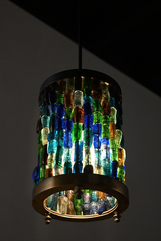Image 1 of Lampada a sospensione vintage colorata