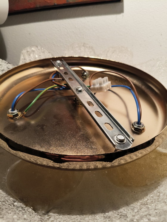 Image 1 of Vintage design modernist glazen bloemen Murano plafonnière toegeschreven aan Barovier et Toso