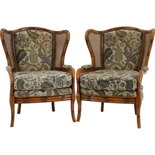 Pair of vintage rattan armchairs, Italy 1960s