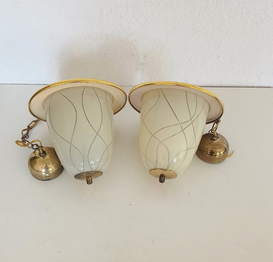 Zwei Pendelleuchten aus den 1950er Jahren – Glass, Metal (photo 11 of 11)