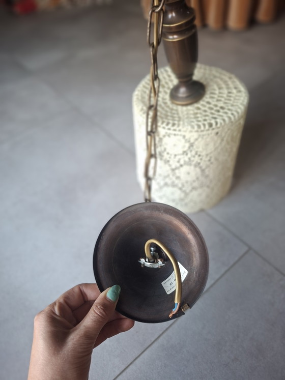 Vintage Hanglamp Met Kanten Lampenkap – Hanglampen, Textile (photo 5 of 5)