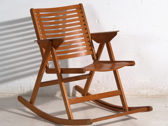 Antique folding Rex rocking chair by Niko Kralj – Slovenia, circa 1970 – Brass, Vintage (photo 2 of 40)