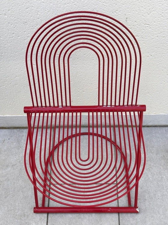 Image 1 of 2 sedie a dondolo di Jutta e Herbert Ohl Rosenthal Lübke, 1982, acciaio laccato rosso