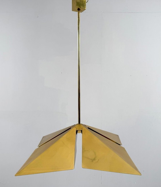 Image 1 of Lampada a sospensione/soffitto in ottone di Vereinigte Werkstätten, Germania, anni '70