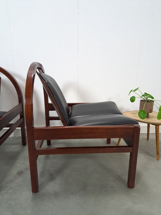 Image 1 of Ensemble de fauteuils en cuir noir Argos, Baumann France