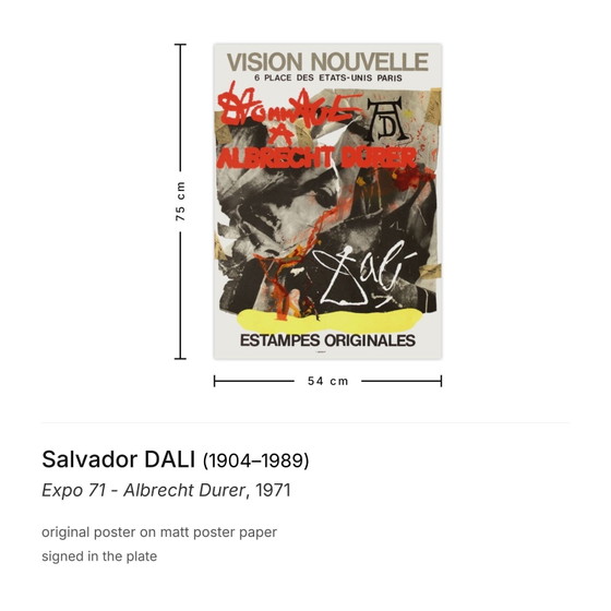 Image 1 of Salvador DALI Expo - Manifesto di Albrecht Dürer 1971