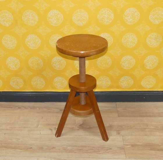 Image 1 of Vintage screw stool, swivel stool, studio stool, piano stool, height adjustable, rotatable, heavy, stable, min. 46cm Ø30/37