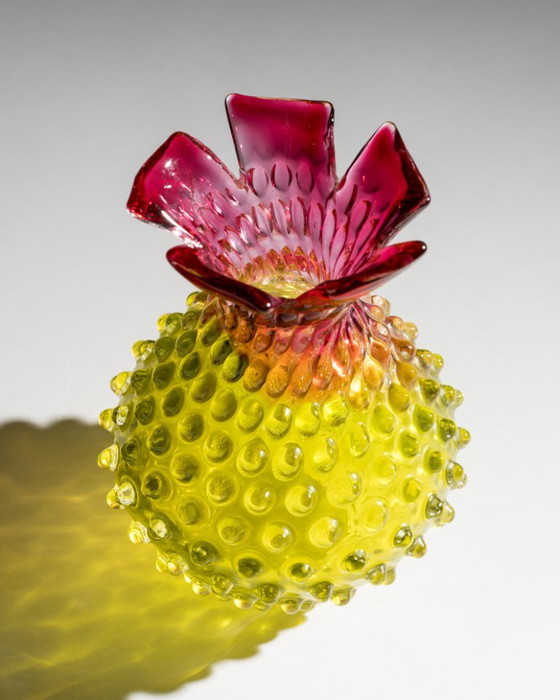 Image 1 of Frantisek Koudelka Skrdlovice Glassworks “Ananas” Raro DÚO de vidrio artístico checo