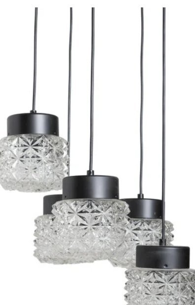 Raak Design cascade pendant lamp of glass 1960.