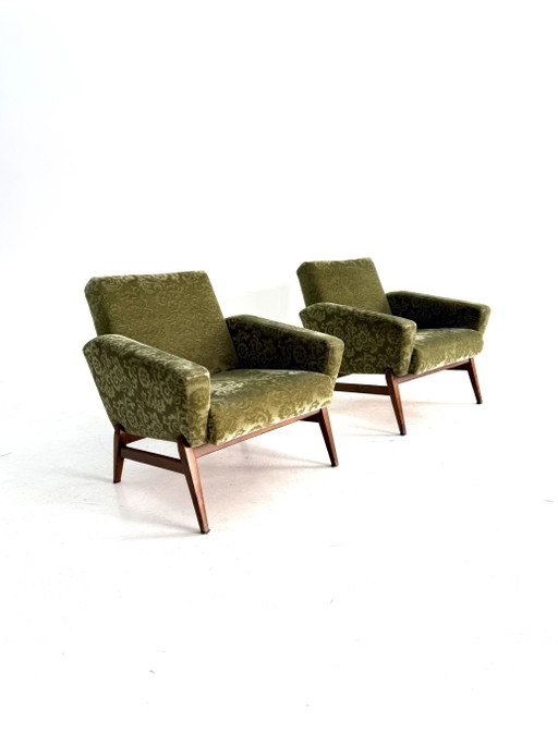 Set of 2 Vintage Armchairs, 1960s – fauteuils, Wood, Textile