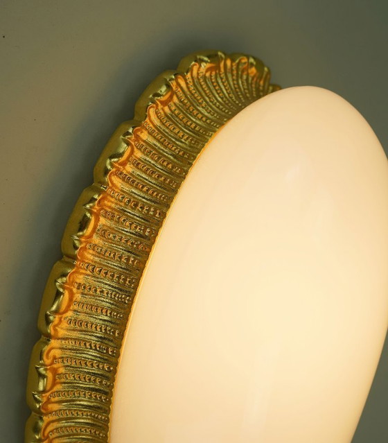Mid Century Lampada a bacchetta Limburg A 234 Opalglas Aluminium Vergoldet 70er 80er Jahre (photo 8 of 15)