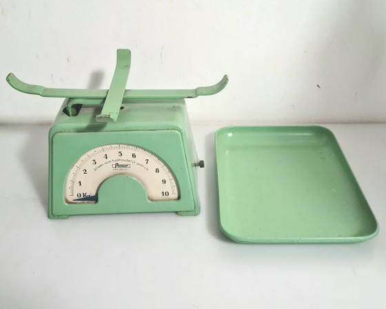 Image 1 of Balance de cuisine 10 kg, verte vintage années 1950