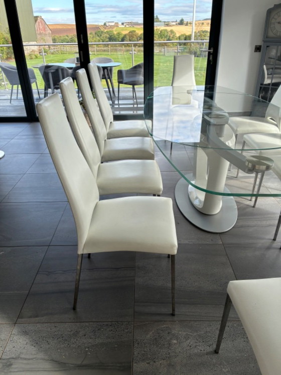 Stunning, authentic Calligaris dining set featuring the iconic Orbital extending table paired with 10 – Glass (photo 3 of 8)