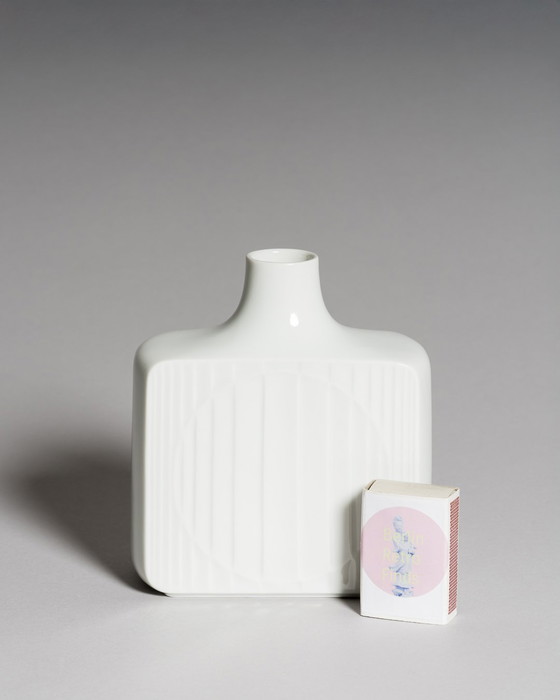 Image 1 of Architectural Pairing: Two White Porcelain Vases by Fürstenberg, West Germany, 1970s