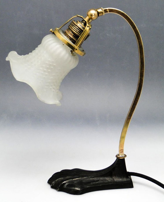 20th Century Art Nouveau Glass and Metal Bedside Lamp, Austria, 1890s – Table lamps (photo 3 of 9)