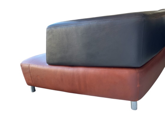 Image 1 of Cognac leren Leolux Archipel bank, postmodern ontwerp, Hugo de Ruiter