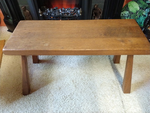 Mesa auxiliar brutalista Wabi Sabi de roble macizo