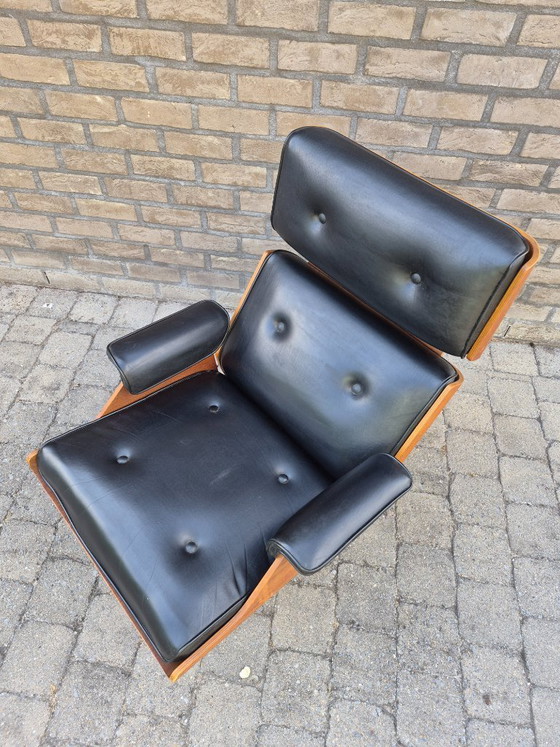 Image 1 of Fauteuil design / chaise longue des années 1960, contreplaqué chromé