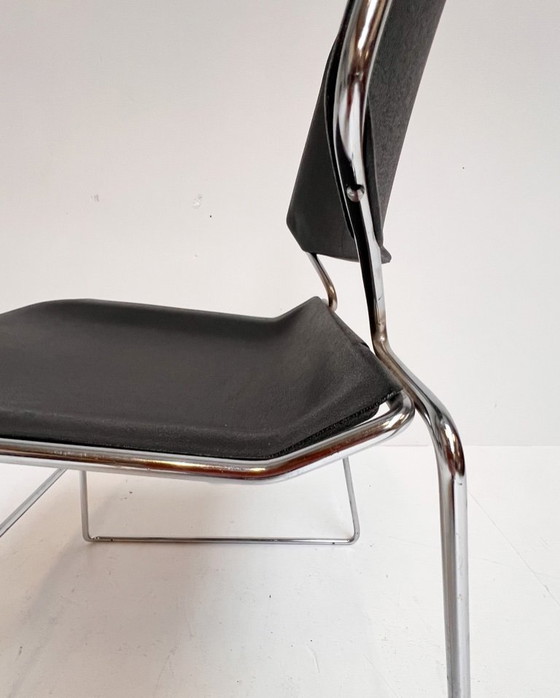 Image 1 of Set of 6 black Matrix Krueger chairs by Thomas Tolleson, 1970s