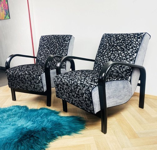 2x Fauteuils HF11 Art Déco par Jindrich Halabala