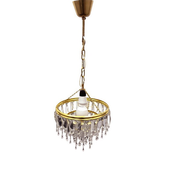 Image 1 of Vintage crystal chandelier Lustry Kamenický Šenov, Czechoslovakia 1970s brass