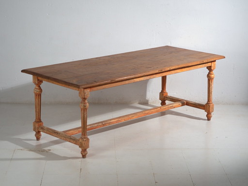 Reclaimed oak dining table – Large rustic European farmhouse table