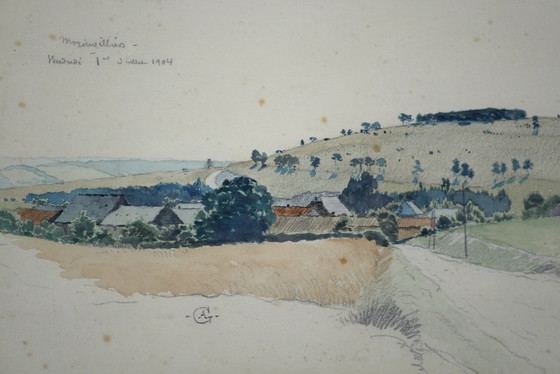 Image 1 of Morainvilliers, 1904 - Acquerello incorniciato.