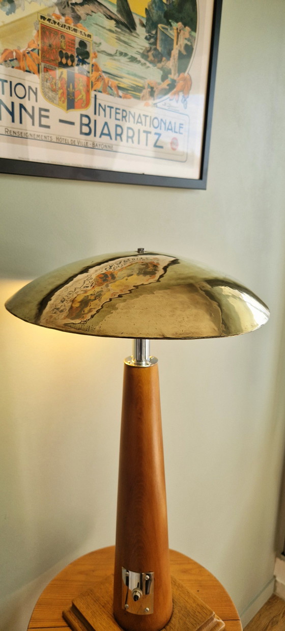 Image 1 of Vintage table lamp in wood and metal – Modernist design, 1950s