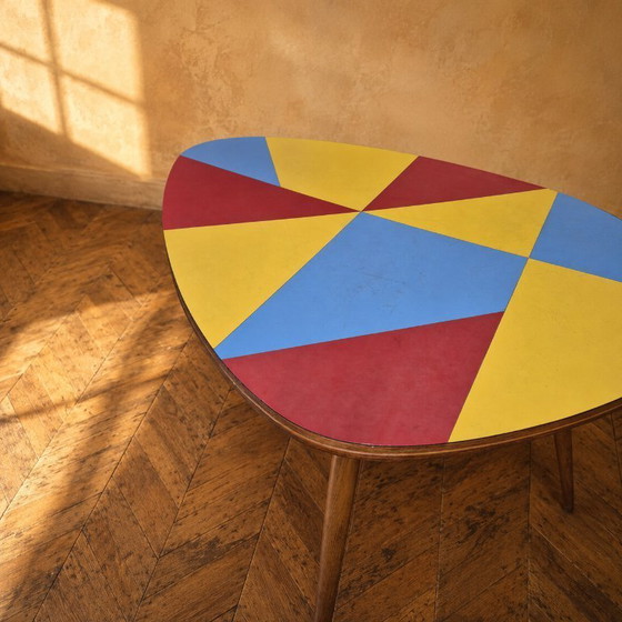 Image 1 of Czechoslovak Brussels Style Oak and Colored Umakart Table, 1950s