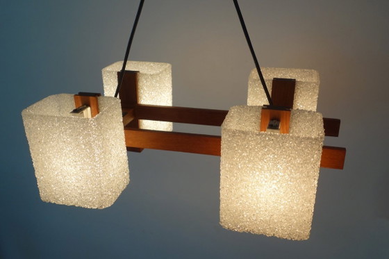 Image 1 of Lampadario scandinavo in perspex e teak, anni '60/'70