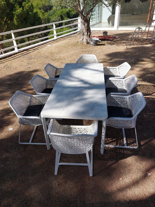 Kettal Maia Essgruppe | Patricia Urquiola | 8 Stühle + Designer-Gartentisch | Luxuriöse Gartenmöbel