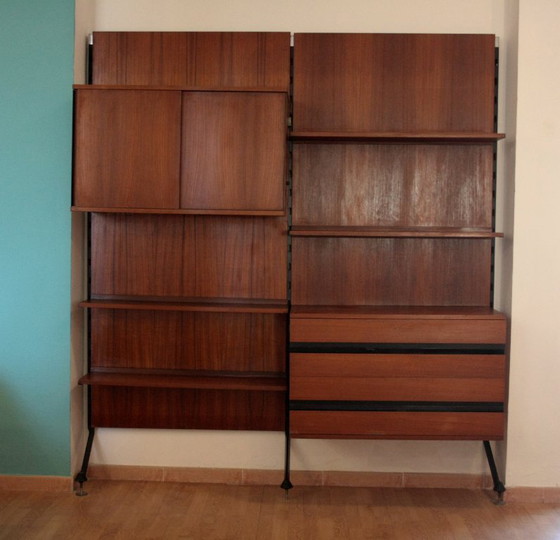 Image 1 of "Urio" modular wall system by Ico and Luisa Parisi for MiM 1957, two-module bookcase, Italy, 1960s
