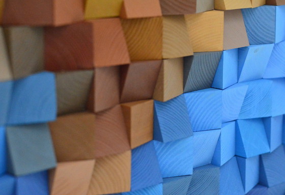 Image 1 of Van Gogh in Pixels – Wooden Mosaic Portrait