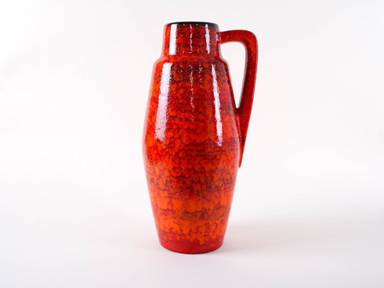 Image 1 of Red ceramic vase, German design, 1960s, made in West Germany