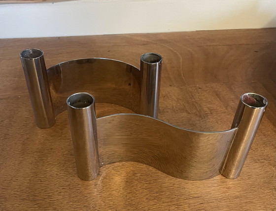 Image 1 of Paire de Bougeoirs Années 70, Métal Argenté