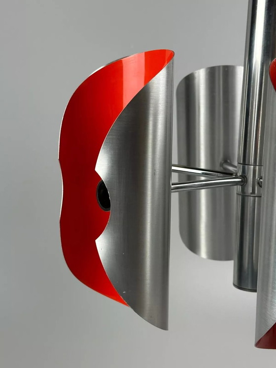 Image 1 of 60's 70's Lustre Sputnik à 6 flammes en métal Chrome Space Age Design